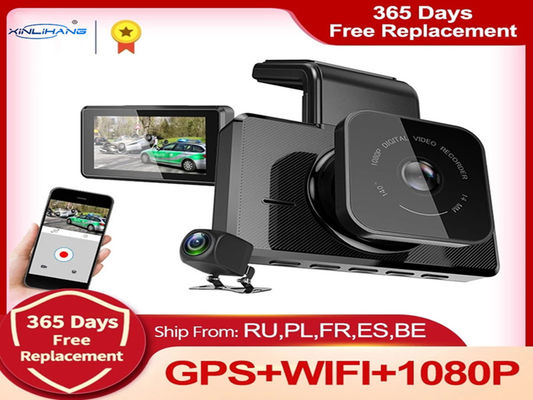 CMOS 3인치 측면도 대시 캠 와이파이 GPS 자동차 캠코더 전면 및 후면 보기