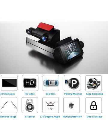2 렌즈 비디오 GPS DVR 카메라 자동차 캠코더 나이트 비전 루프 녹화 FHD1080P