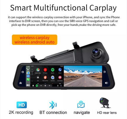 2K 1080P 안드로이드 무선 Carplay 대시보드 대시 캠 12인치 터치 스크린