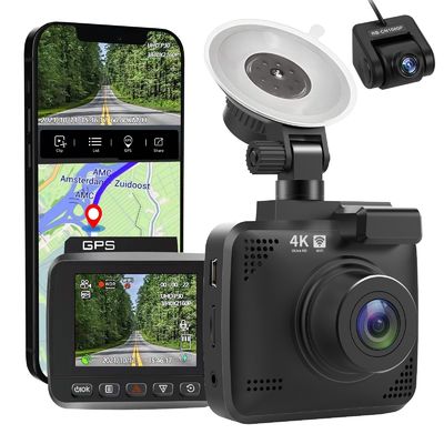 소니 IMX335 야간 시력 4K GPS 대시캠 듀얼 카메라 170 도 FOV DVR 자동차 카메라