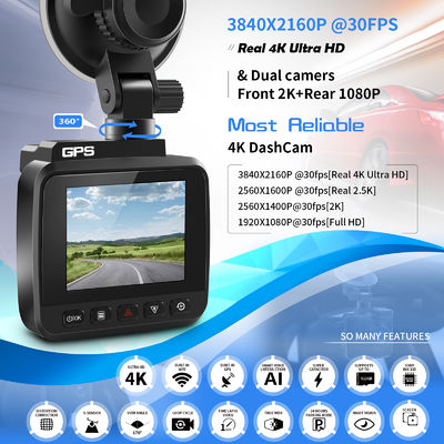 70mi 대시캠 듀얼 렌즈 4K UHD 기록하는 자동차 카메라 DVR 야간 시력 WDR 짜맞춘 GPS 와이파이 G-센서 움직임 검출